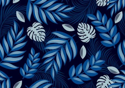 Tropical Leaves Seamless Pattern Stock Illustration
