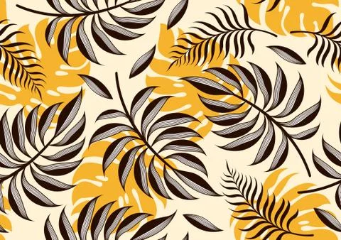 Tropical Leaves Seamless Pattern Stock Illustration