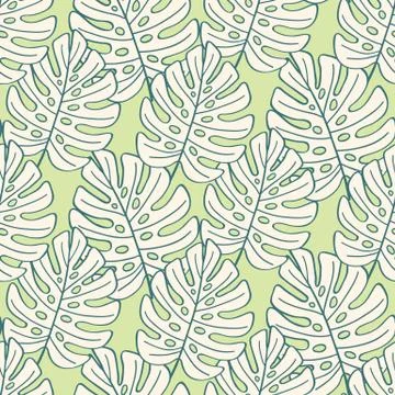 Tropical Leaves seamless pattern, modern hand drawn nature foliage Stock Illustration