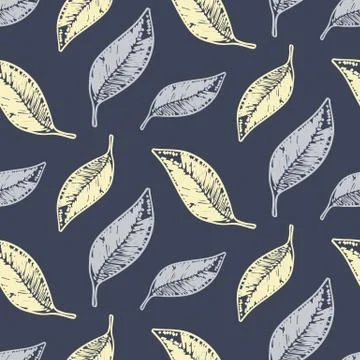 Tropical Leaves seamless pattern, modern hand drawn nature foliage Stock Illustration