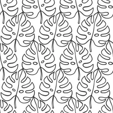 Tropical Leaves seamless pattern, modern hand drawn nature foliage Illustrazione stock