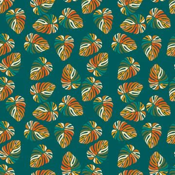 Tropical leaves seamless pattern. Monstera leaf background. Modern exotic jun Illustrazione stock