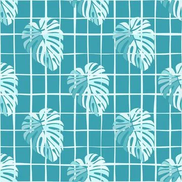 Tropical leaves seamless pattern. Monstera leaf background. Modern exotic jun Stock Illustration