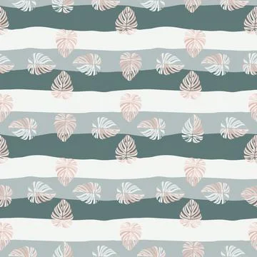 Tropical leaves seamless pattern. Monstera leaf background. Illustrazione stock