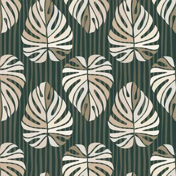 Tropical leaves seamless pattern. Monstera leaf background. Stock Illustration