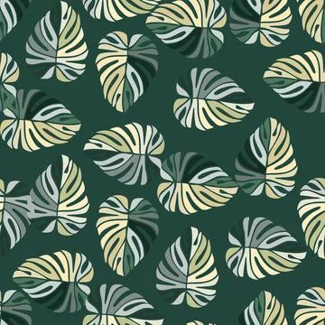 Tropical leaves seamless pattern. Monstera leaf background. Stock Illustration