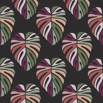 Tropical leaves seamless pattern. Monstera leaf background. Stock Illustration