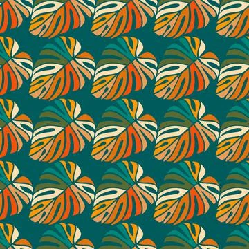 Tropical leaves seamless pattern. Monstera leaf background. Stock Illustration