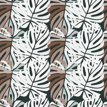 Tropical leaves seamless pattern. Monstera leaf background. Stock Illustration