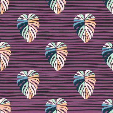 Tropical leaves seamless pattern. Monstera leaf background. 스톡 일러스트