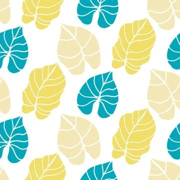 Tropical leaves seamless pattern. Summer background Stock Illustration