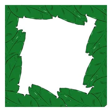 Tropical leaves square border frame in graphic. Vector illustration with beau Illustrazione stock