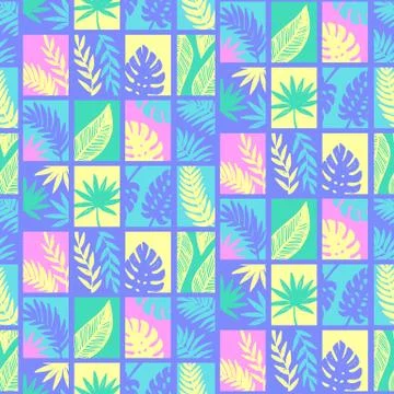 Tropical leaves summer seamless pattern Illustrazione stock