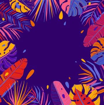 Tropical leaves vector background. Summer card, abstract pattern illustration イラスト素材
