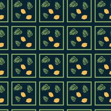 Tropical lemon and leaf pattern for summer vacation design Stock Illustration