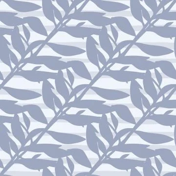 Tropical light purple leaf branches seamless doodle pattern. Pastel backgroun Stock Illustration