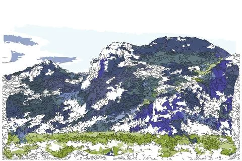 Tropical limestone mountains Stock Illustration