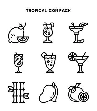 Tropical Line Bundle Icons Pack イラスト素材