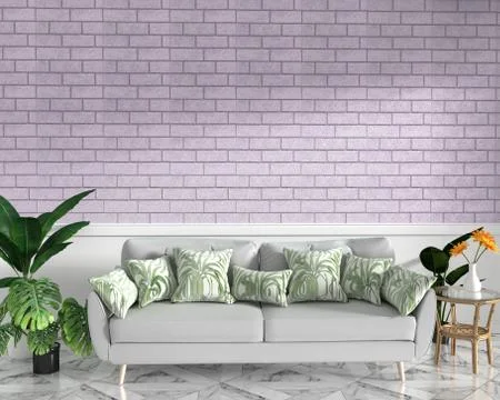 Tropical Loft interior mock up with sofa and decoration and pink brick wall o Stock Illustration