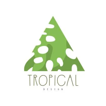 Tropical logo design, triangle badge vector Illustration on a white background Stock Illustration