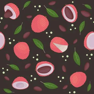 Tropical Lychee fruit pattern, color isolated vector illustration Illustrazione stock