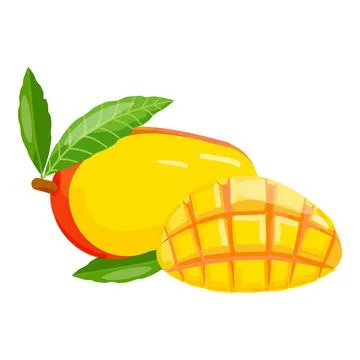 Tropical mango icon cartoon vector. Juice fruit Stock Illustration