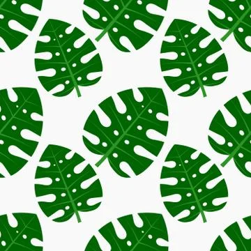 Tropical monstera leaf seamless pattern Illustrazione stock