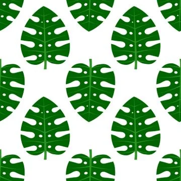 Tropical monstera leaf seamless pattern Stock Illustration