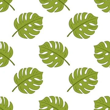 Tropical monstera leaf seamless pattern for summer design Stock Illustration