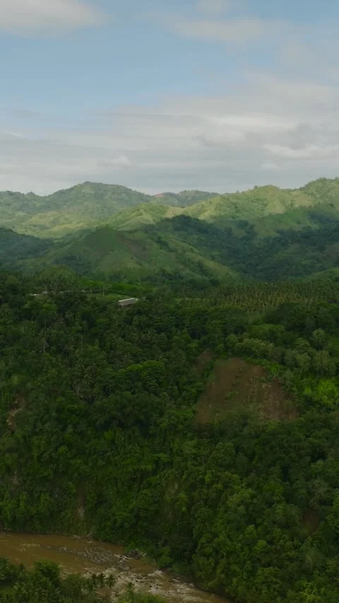 Tropical Mountain with river in the Philippines. Stock Footage 248339228
