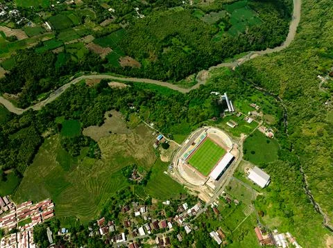 Tropical Mountain Spring Aerial Source Stock Photos