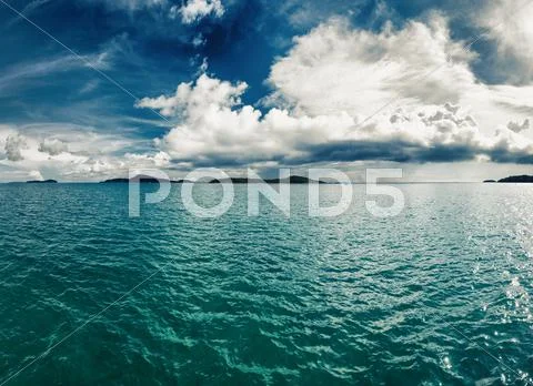 Tropical nature landscape with sea and clouds Stock Photos