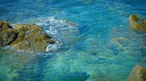Tropical ocean coast. Rocks and waves. Thailand, Phuket Stock Footage 49455953