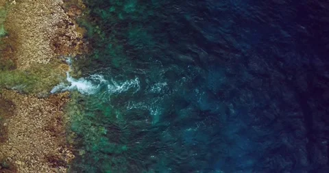 Tropical Ocean Gradient Reef Line Aerial Texture Background Stock Footage 335647103