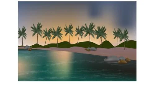Tropical ocean with palms Stock Illustration