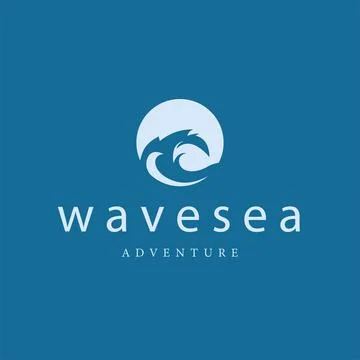 Tropical Ocean Waves Logo, design for sea concept brand Stock Illustration