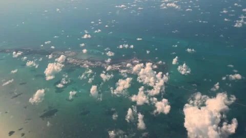 Tropical Overview: 4K Aerial Window View Flying Over the Florida Keys Stock Footage 340525800