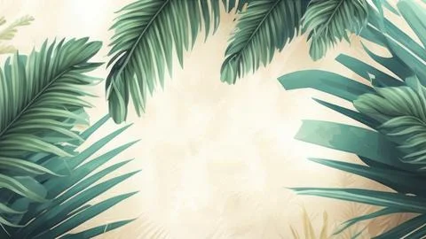 Tropical palm leaf copy space frame graphic illustration background. Stock Illustration