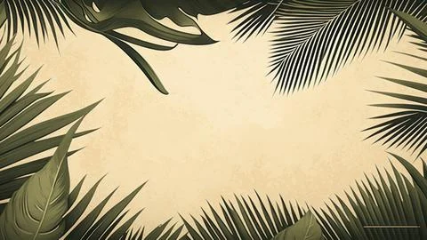 Tropical palm leaf copy space frame graphic illustration background. Stock Illustration