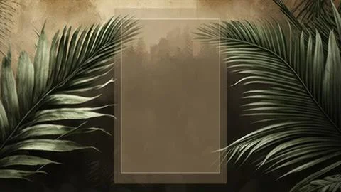Tropical palm leaf copy space frame graphic illustration background. Stock Illustration