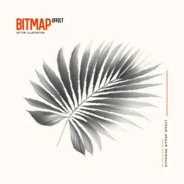 Tropical palm leaf with halftone effect. Stock Illustration