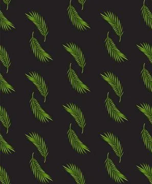 Tropical palm leaf seamless pattern background. Realistic green summer plant Stock Illustration