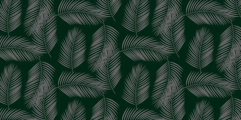 Tropical Palm Leaf Seamless Pattern Background Stock Illustration