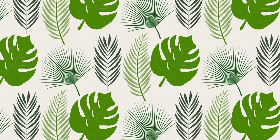 Tropical Palm Leaf Seamless Pattern Background Stock Illustration