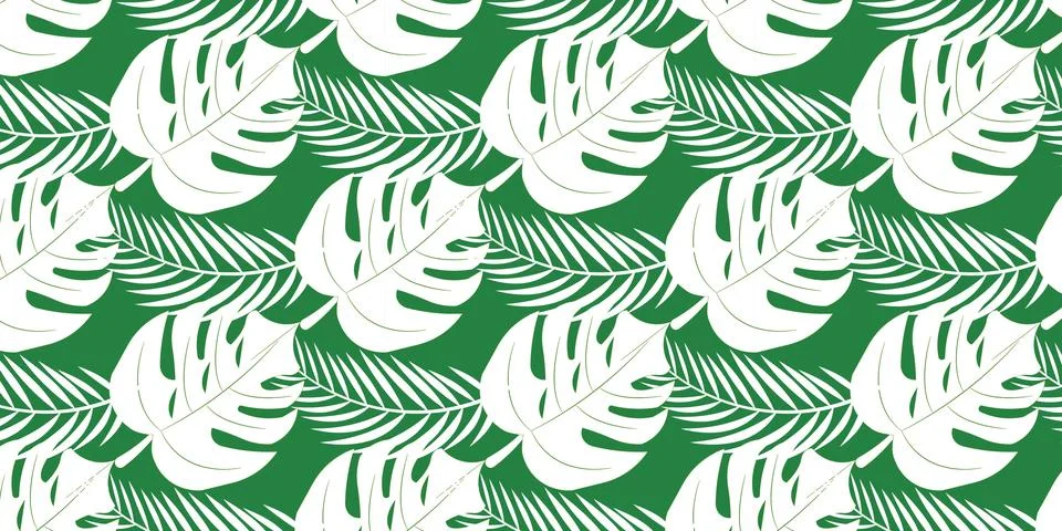 Tropical Palm Leaf Seamless Pattern Background Stock Illustration