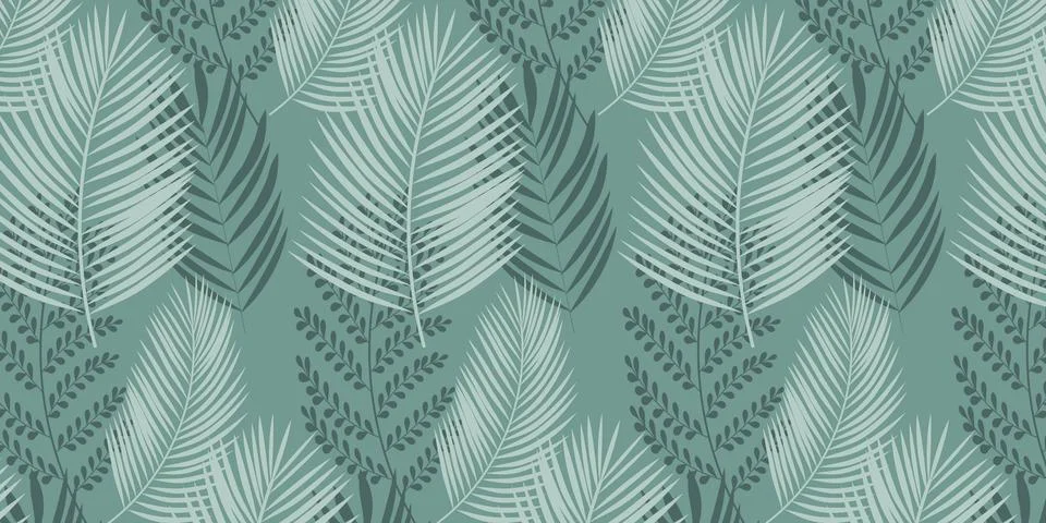 Tropical Palm Leaf Seamless Pattern Background Stock Illustration