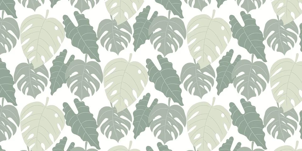 Tropical Palm Leaf Seamless Pattern Background Stock Illustration