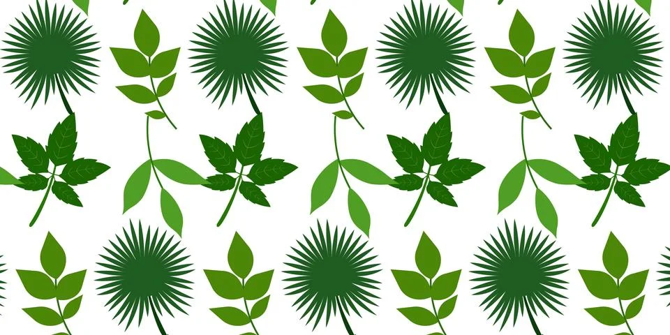 Tropical Palm Leaf Seamless Pattern Background Stock Illustration