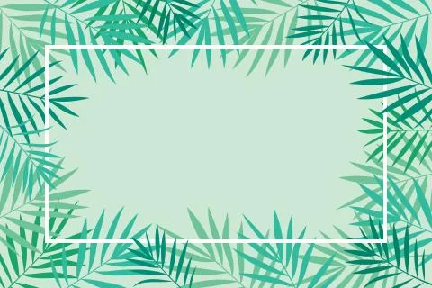 Tropical palm leaves background with frame Illustrazione stock
