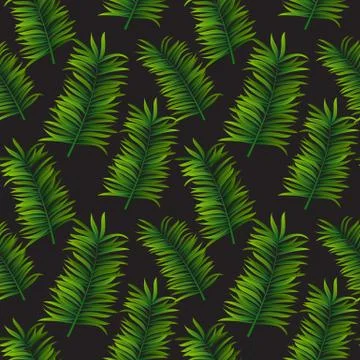 Tropical palm leaves seamless pattern. Vector illustration. Illustrazione stock